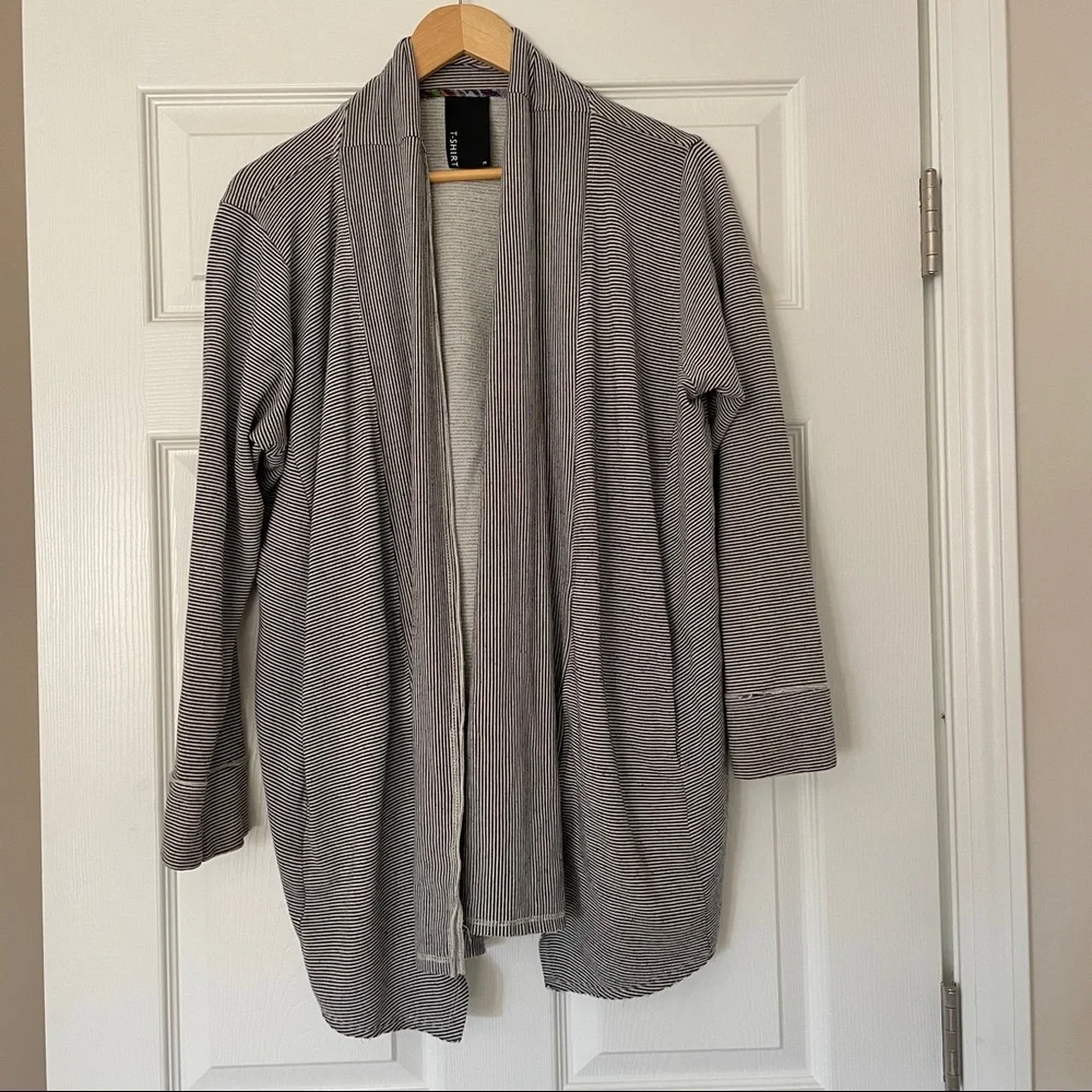 Dolan T Shirt Striped Open Cardigan - Picture 2 of 6